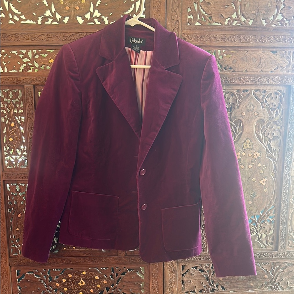 Rafaella Purple Velvet Blazer Tailored Suit Jacket